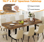 Zevemomo 63"-78.7" Rectangular Extendable Dining Table, 6-8 Extendable Dining Table, Conference Table, Kitchen Table with Slide Track, Tapered U-Shaped Wood Legs for Office, Living Room-Rustic Brown