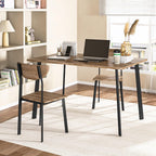 furlinkhm Kitchen Dining Table Set for 4, Modern Rectangular 5 Piece Dining Room Table and Chairs Set, Brown Wooden Metal Table Set for Family Dinner, Party, Afternoon Tea and Work (Curved Moon)