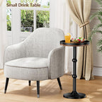 Small Round Side Table, Drink Table for Small Spaces, Modern Cocktail Table with Metal Leg, Weighted Iron Base Pedestal Round End Tables for Living Room, Bedroom, Couch
