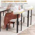 Boucle Dining Chairs Set of 4 Mid Century Modern Dining Chairs Round Cushion Dining Room Chairs with Curved Back and Black Metal Legs for Kitchen, Living Room, Bedroom (Beige)