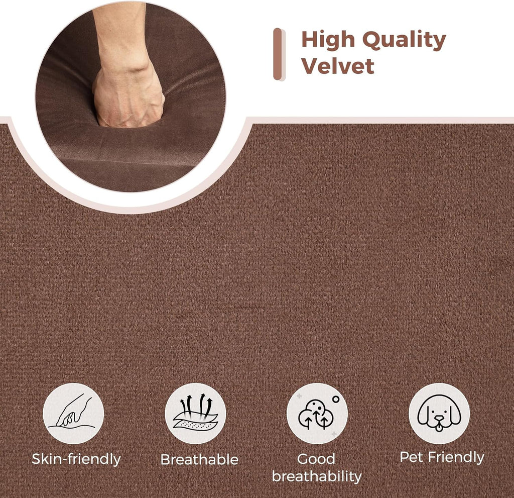 ANJ Manual Recliner Chair for Adults, Velvet Reclining Chair with Padded Arms and Overstuffed Backrest, Single Recliner Sofa for Living Room, Dark Brown