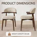 MOJAY Modern Wooden Dining Chairs Set of 2, Upholstered Kitchen Chairs with Unique Arm Design, Farmhouse Dining Room Chairs for Small Spaces & Apartments, Beige
