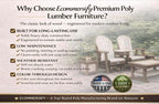5 FT Cedar Amish-Made Porch Glider – 1000 lb Heavy-Duty Poly Lumber wood Roll Back Glider – USA Crafted HDPE Outdoor Seating Furniture - Stainless Steel Hardware – Smooth, Quiet Glide - CupHolders