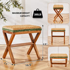 Natural Seagrass Ottoman Footstool with Solid Wood Legs – Handwoven Rectangular Foot Rest for Living Room, Patio & Balcony