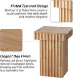 COZAYH Modern Fluted Wood End Table with Natural Oak Finish, Sculptural Accent Side Table with Textured Design, Plant Stand Small Space Furniture for Living Room, Farmhouse