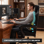 Honeycomb Embossed Gaming Chair with Footrest & Massage Lumbar Support, Adjustable Ergonomic Office Chair for Adults, 300 lbs (Black)