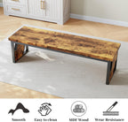 HIPIHOM Table Benches 2-Pack 54.72" Long, Antique Wood & Black Metal Legs, Rustic Farmhouse Benches for Dining Entryway Bedroom