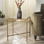 SAFAVIEH Couture Collection Jessa Brass Base & Black Marble Top Square End Table, Fully Assembled