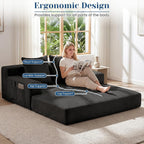Convertible Sofa Bed,Small Couch & Loveseat,Pull Out Couch Bed for Small Spaces,Premium Luxe Corduroy Folding Floor Futon Sleeper with Side Pocket & 2 Pillows, No Assembly Required