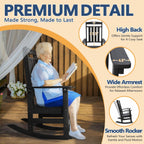 Outdoor Oversized Rocking Chairs Set of 2, HDPE All-Weather Resistant, Front Porch Rockers, Black