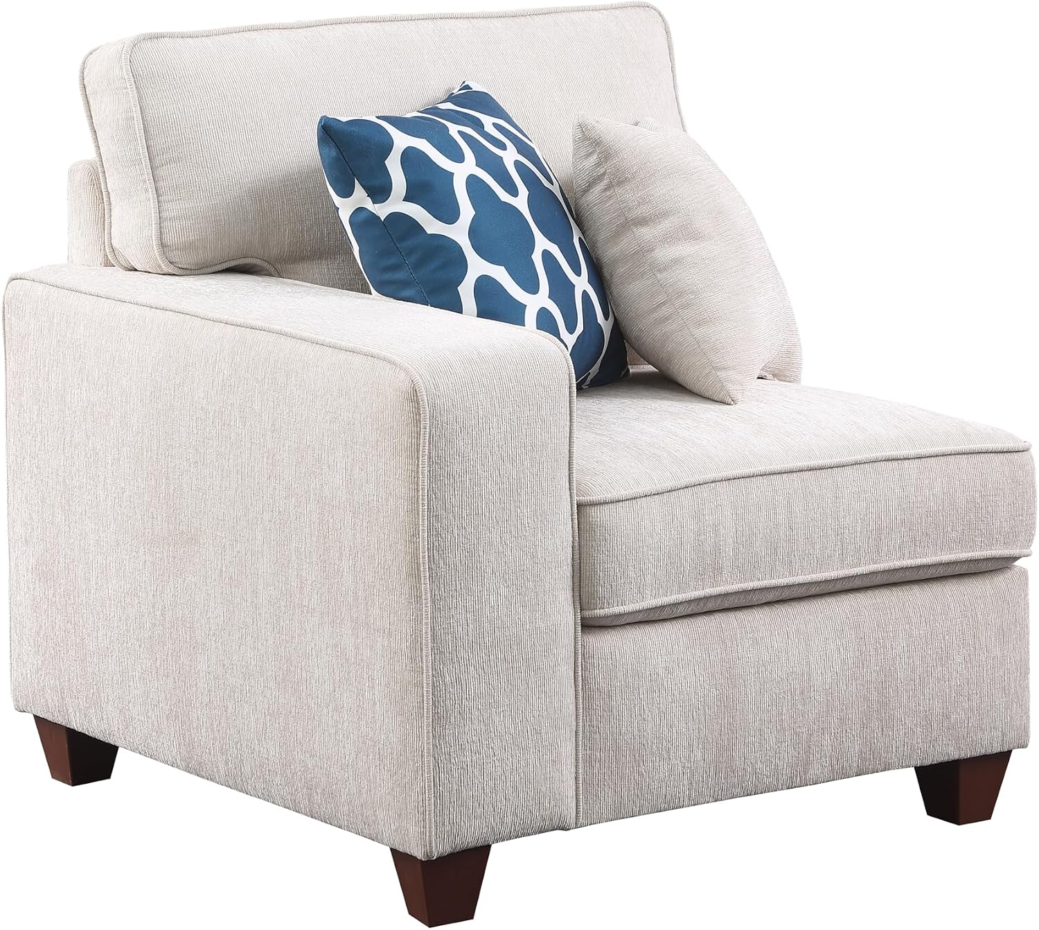 YOPTO 127" L-Shaped Sectional Couch with Movable Ottoman & 6 Throw Pillows,7 Seat Chenille Upholstered Sofa W/2 Cup Holder,USB Port & Hidden Storage Box,DIY Combination,for Living Room,Apartment,Beige