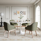MALOL Dining Chairs Set of 4 with Lumbar Support,Fabric Upholstered Kitchen Chairs with Wooden Legs,Green
