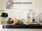 MAXYOYO Convertible Sofa Bed, Fold Out Sofa Couch with Pillow for Adults | Loveseat Sofa 4 in 1 Tufted Folding Couch Bed Foam Floor Couch, Lazy Chair for Living Room Bedroom Guest Room, Black