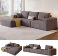 109" Modular Sectional Sofa with Ottoman - L Shaped Oversized Deep Seat Cloud Couch for Living Room, Corduroy Fabric, No Assembly Required (Brown, 1 Ottoman)