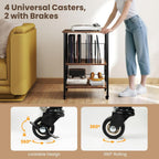 Giantex Record Player Stand with Charging Station, Turntable Stand with Record Storage & 4 Rolling Wheels, Vinyl Record Storage Table up to 250 Albums for Living Room, Bedroom (Dark Brown)