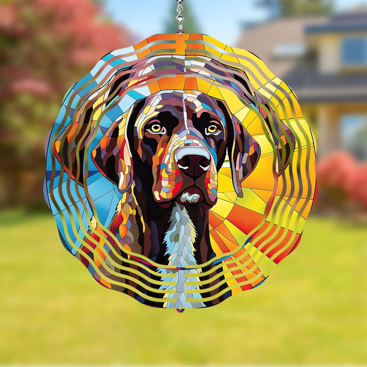 German Shorthaired Pointer Dog Wind Spinners Outdoor Dog Memorial Gifts, 3D Metal Kinetic Hanging Garden Wind Spinner, Spinner Decor, Wind Sculptures for Outdoor & Indoor, Window, Yard Decor (GSP 2)