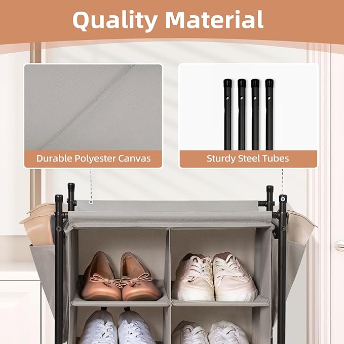 STORAGE MANIAC Shoe Cubby Organizer, Free Standing Shoe Cube Rack for Entryway, Bedroom, Apartment, Closet, 10-Cube Gray