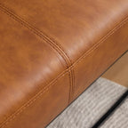 Leather Entryway Bench, Modern Long Faux Leather Ottoman Bench Seat with Metal Frame, 47'' Upholstered Bedroom Bench for Living Room Entryway Window, Vintage Brown