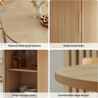weselon 47 inch Round Dining Table for 4, Kitchen Table Dinner Table with 2-Layer Storage Shelf and Wood Slide Door for Home Dining Room Living Room (Natural)