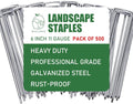 500 Pack Landscape Staples 6 Inches 11 Gauge Stakes, Galvanized Garden Stakes U-Shaped Pins and Landscaping Staples for Sod Anchoring Landscape Fabric Irrigation Tubing, sliver