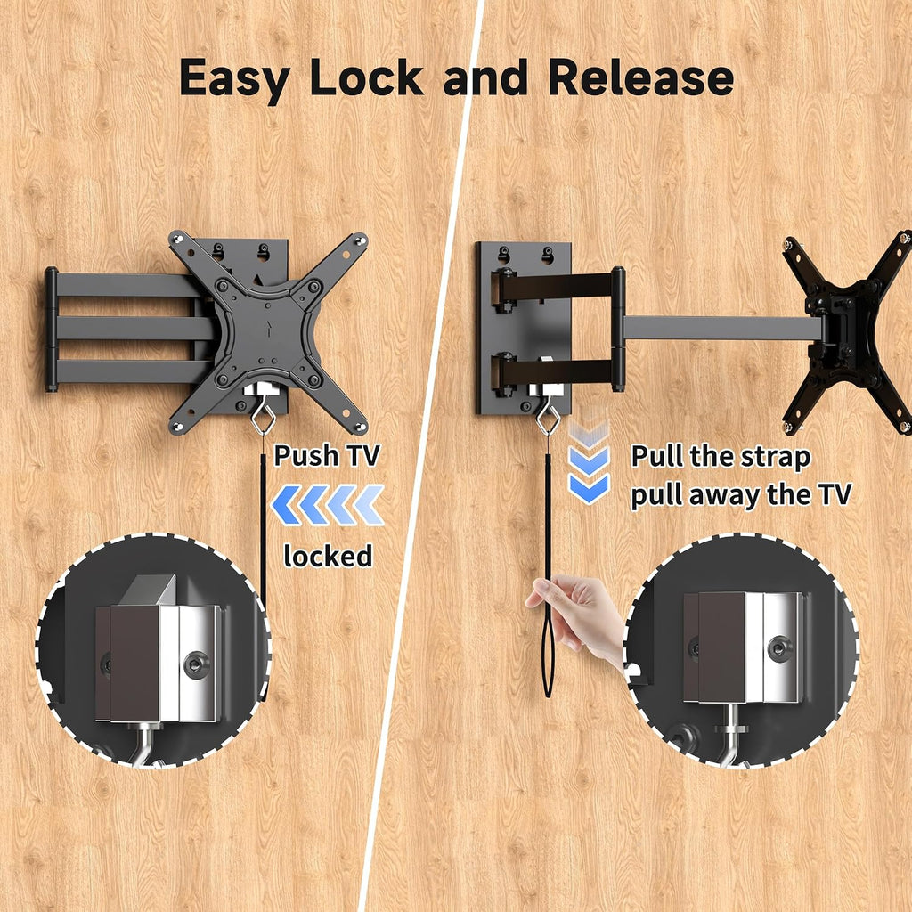 Suptek Lockable RV TV Mount for 13-43 Inch TVs | Full Motion Locking Wall Mount for Camper, Trailer, Motorhome, Boat, Truck, Indoor and Outdoor, VESA 200mm, Supports 44lbs, Model MA1342