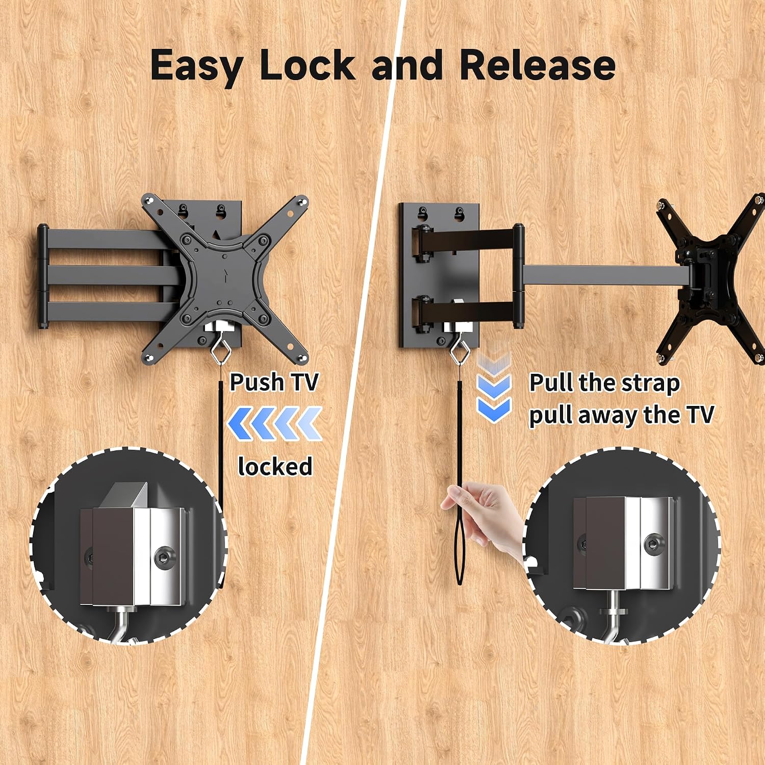 Suptek Lockable RV TV Mount for 13-43 Inch TVs | Full Motion Locking Wall Mount for Camper, Trailer, Motorhome, Boat, Truck, Indoor and Outdoor, VESA 200mm, Supports 44lbs, Model MA1342