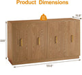 RoyalCraft 60'' Large Buffet Cabinet with Storage, Fluted Sideboard with Doors and Adjustable Shelves, Wood Credenzas Console Coffee Bar Cabinet for Kitchen, Living Room, Rustic Oak