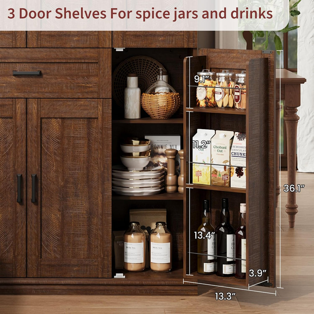 Garvee 70" Tall Kitchen Pantry Storage Cabinet,Modern Kitchen Hutch Cabinet | with Doors and Shelves, Freestanding Food Pantry with Large Storage Drawer for Dining Room and Household Organization