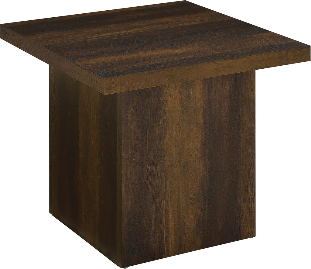 Coaster Home Furnishings - Devar - Wood - Square End Table with Thick Top, Plinth Base, and Blocky Frame - Living Room - 23.5-Inch - Dark Pine - 710887
