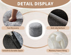 WSOFRLAC Round Pouf Ottoman, Small Poofy Ottoman, Foot Stools Ottomans, Foot Rest for Couch, Furry Poufs for LivingRoom, Hassocks and Ottomans Soft for Chair, Memory Foam Filling-Dark Grey 20x15