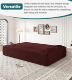 JOYBASE 78in Sofa Couch Convertible Oversized Cloud Loveseat Minimalist Sleeper Sofa Bed for Living Room, Apartment, Office, No Assembly Required (Wine Red)
