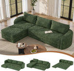Vesgantti 110.2" Modular Sectional Sofa with Curved Armrest, 6 in 1 Convertible Folding Sleeper Sofa Bed, Chenille Couch for Living Room, No Assembly Required, Green, Left Facing Chaise