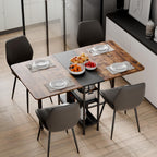Mondeer 140 cm Folding Dining Table, Kitchen Table for Small Spaces, 4-6 People | Foldable table, sufficient storage space, 360° wheels easy to move and lock, kitchen, dining room, living room, brown