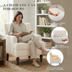 MALOL Modern Accent Chairs Set of 2 for Living Room, Comfy Bedroom Reading Armchair, Upholstered Single Sofa Chair with Thick Cushion &Wood Legs for Small Spaces, Beige