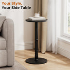 Homleke 12" Round Side Table, Solid Wood Pillar with Wood Top & Base, Small Drink Accent Table for Living Room, Bedroom, Sofa & Office, Easy Assembly, Black