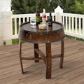 Whiskey Barrel End Table,Round Wood Wine Barrel Side Table Outdoor,Rustic Wine Barrel Bourbon Barrel Coffee Table for Small Spaces,Oak Barrel Decor Furniture for Living Room Bedroom