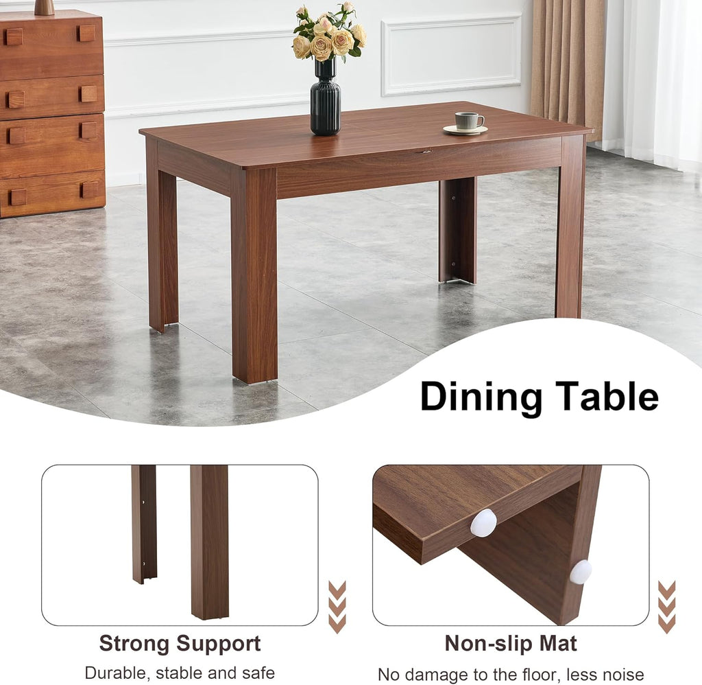 Extendable Dining Table for 4-10 People｜59-87 Inch Rectangular Kitchen & Dining Room Table with 2 Extension Leaves｜Modern Walnut Wood Expandable Table