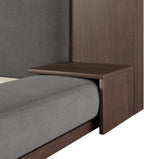 VilroCaz Modern King Size Upholstered Grounded Bed, Velvet Fabric Floor Upholstered Platform Bed with Extended Wood Headboard & Bedside Shelf, No Box Spring Required (King)