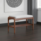 Black Walnut Shoe Bench Assembled, Solid Wood Shoe Rack Bench with Cushion for Entryway, Living Room, Bedroom, Hallway, 11.8" x 31.5" x 16.5"