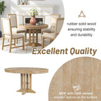 42" Round Dining Table for 4-6, Functional Round Extendable Wood Folding Mid Century Modern Round Dining Table for Dining Room Kitchen, Restaurant, Café, Natural