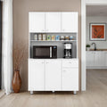 DEPOT E-SHOP 44" Lehr Pantry Cabinet with Ample Storage, Spacious Shelves, and 6 Doors-1 Drawer, White - Kitchen – Tall Kitchen Storage & Pantry Organization