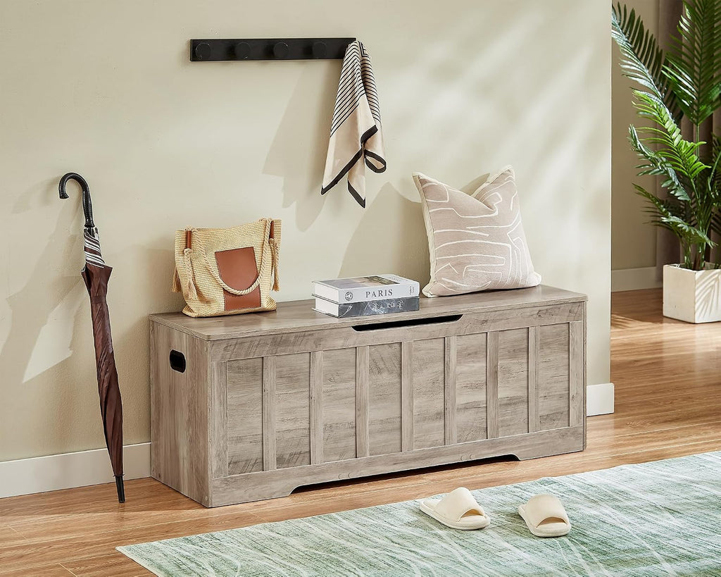 VANKILEY 51.2" Storage Chest Extra Large,Wooden Storage Bench,Greige | Chest with 2 Safety Hinges, 51.2*15.7*19.1inches, Wooden Trunk for Bedroom, Livingroom,Entryway,Easy Assembly.