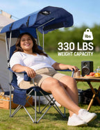 East Oak Camping Chair with Canopy & Fan, 25" High Back Canopy Chair with Powerful & Quiet USB Fan (Battery Not Included), 330 lbs Heavy Duty Beach Chair with Canopy Shade