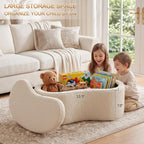 Zesthouse Storage Bench for Bedroom End of Bed, 39.4" Small Curved Entryway Ottoman Bench, White Sherpa Fabric Bench Seat for Living Room Hall Mudroom, Modern Upholstered Coffee Table Crescent Shape