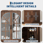 IDEALHOUSE 71.9" Tall Storage Cabinet with 30mm Thickened Board, Tempered Glass Doors & Anti-Tipping Kit, Pantry Storage Cabinet for Kitchen, Dining Room, Living Room