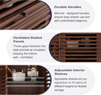 Furnify Buffet Cabinet with Slatted Doors, 47" W Sideboard Buffet with Drawers, Modern Mid Century Accent Storage Cabinet for Living Room, Entryway, Kitchen, Walnut