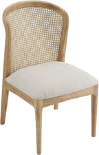 Christopher Knight Home Lilia Dining Chairs Set of 2, Modern Dining Chair with Fabric Upholstery, Rubberwood Frame Kitchen Chairs with Cane Webbing, Extra Seat for Dining Room, Beige + Natural