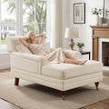 VANOMi 59.45'' Chaise Lounge Chair with Adjustable Backrest, Chenille Beige | Chaise Lounge Chair Indoor, Modern Chaise Lounge Couch, Upholstered Leisure Recliner for Living Room, Apartment, Bedroom