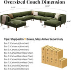 Cloud Sectional Couches for Living Room,Modular Sectional Sofa,Green | Extra Deep 9 Seater,Oversized Couches With 2 Ottoman,Solid Wood Leg,Large Sofa for Big Space,Office,Apartmen