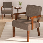 FAGAGA Accent Chairs Set of 2, 2 Solid Wood Armchairs with Side Table | Living Room Chairs with Soft Thicken Cushion, Comfy Reading Chair for Bedroom, Waiting Room, Home Office, Easy Assembly